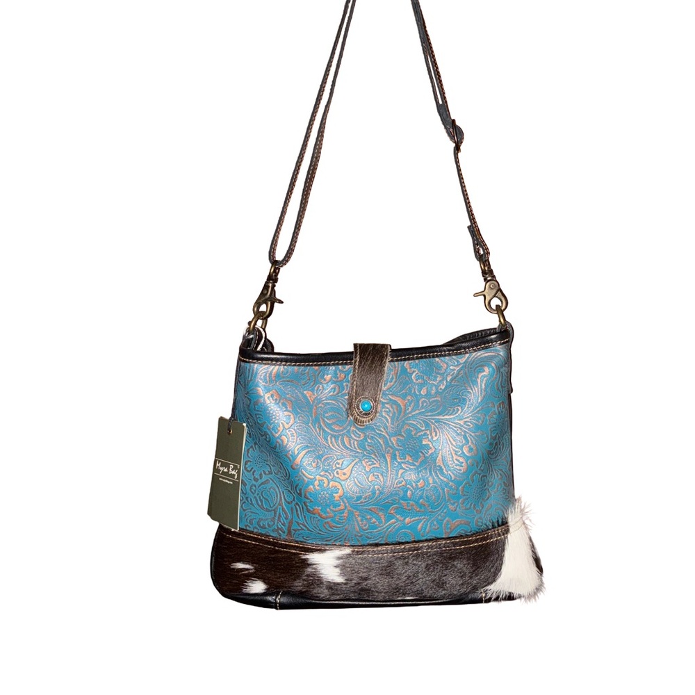 Elegant Blue and Brown Women's Myra Bag